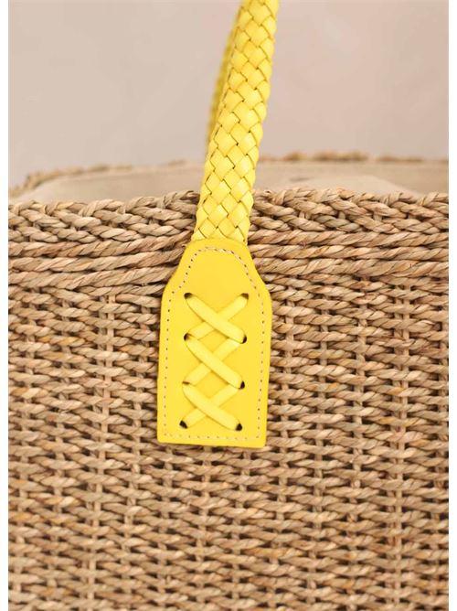 Rope bag with yellow leather handles Laboratorio Capri | 234CORDAYELLOW